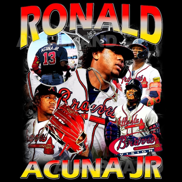 Ronald Acuña Jr T-Shirt Design PNG | Vector T-Shirts PNG | Printable Bootleg Music Tee Shirt Design | Instant Download and Ready To Print