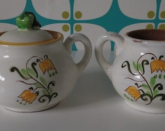 Vintage 1970's Stangl Pottery Terra Rose Tulip Sugar Bowl And Creamer Set