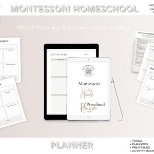 Montessori zu Hause Vorschulplaner, Heimschulplaner, druckbare Planerseiten, digitaler Planer, Montessori lernen, Montessori Kind