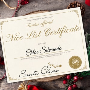 Nice List Certificate from Santa, Printable Santa Letter, North Pole Mail, Nice List Certificate, Santa Letter, Official Desk of Santa Canva