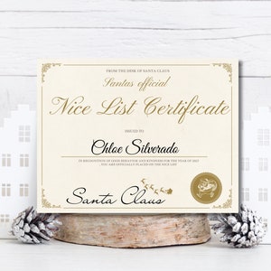 Nice List Certificate from Santa, Printable Santa Letter, North Pole Mail, Nice List Certificate, Santa Letter, Official Desk of Santa Canva