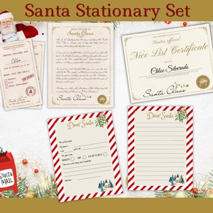 Papelería de Papá Noel de 5 piezas, carta de Papá Noel, certificado de lista de buenos, carta de Navidad a Papá Noel, carta editable a Papá Noel, DESCARGA INSTANTÁNEA, canva