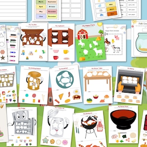 Erster Tag der Vorschule DIY, Beschäftigungspaket, Ausschneiden und Einfügen Kleinkind Montessori Aktivitäten Lernarbeitsbuch Digitaler Download druckbare Leinwand