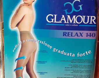 Vintage Glamour Italian Hosiery Relax 140 Support Tights Guaina Black Pantyhose Panty Hose