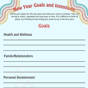 New Years Goals and Intentions Therapy Intervention, New Years ...