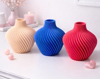 Jarrón escultural acanalado, jarrón decorativo moderno impreso en 3D