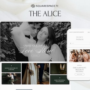 Plantilla web para fotógrafo de bodas en Squarespace 7.1 / Portafolio y galería de fotografía / Elegante, moderno, lujoso / The Alice imagen 1