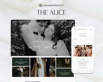 Squarespace 7.1 Wedding Photographer Website Template | Photography Portfolio and Gallery | Elegant, Modern, Luxury | The Alice