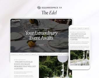 Edel Squarespace 7.1 Website Template: Event Planner, Chef, Small Business (PDF Guide Included)