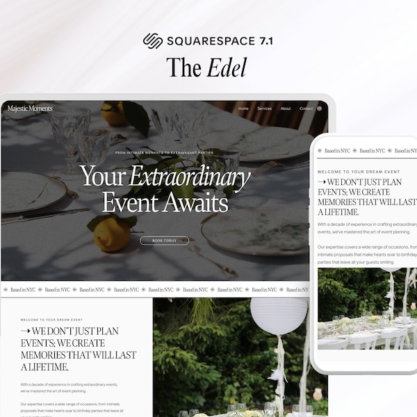 Squarespace 7.1 Website Template | Premium Modern Professional | Luxury Picnics, Small Businesses, Private Chefs, Event Planner, Service