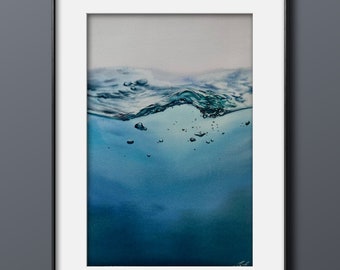 Original watercolor art, Ocean Theme Wall Decor, home decor, Gift For Art Lovers, sea landscape, ocean, home wall decor, drops, nature art