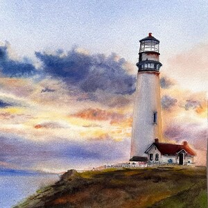 Original watercolour art, painting, home decor, landscape , gift, Ukrainian art, seascape, picture, lighthouse