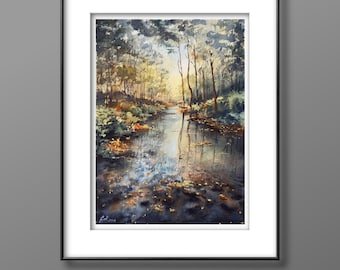 Original landscape painting, watercolor nature painting, forest painting, nature inspired decor, home decor, wall decor, landscape art