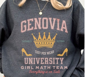 Genovia University Sweatshirt, girl math shirt, Genovia Crewneck, Y2K movie Princess, Royal diaries princess, gift shopaholic fashionista