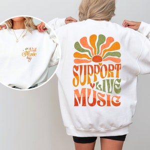 Support Live Music Retro-Style Concert Festival Shirt Support Local Bands love Live Music Gift For Musician Artists world music day gift