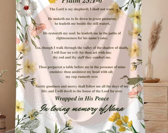 Personalized Psalm 23 Sherpa Blanket, Custom Christian Gift, Bible Verse Throw, Religious Sympathy Blanket, Baptism, Wedding, Prayer Gift