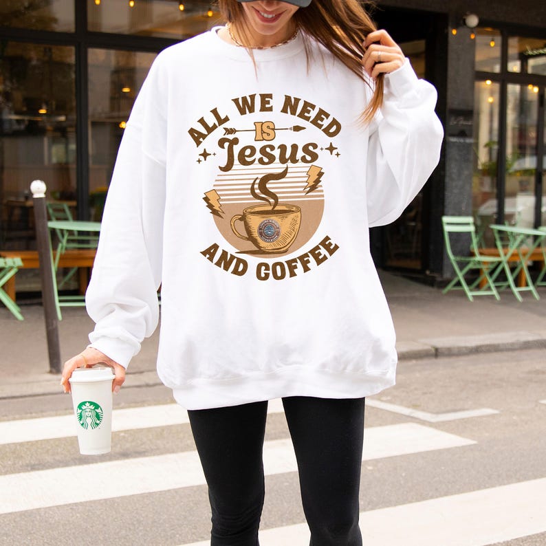 christian loungewear Jeus and coffee sweater