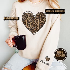 Grandma Sweatshirt with Grandkids Name on Sleeve Gift for Grandmother New Granny Sweater Grandma custom gift for her nana personalized shirt