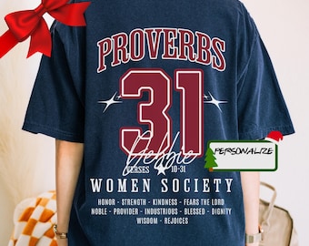 Trendy christian tshirt Proverbs 31 Customize Comfort Colors T-Shirt Religious TeenPersonalized Gift for Her Inspirational Bible verse Shirt