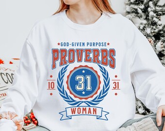 Christliches Sweatshirt Sprüche 31 Frau Religiöser Hoodie Inspirierender Pullover gemütlich Biblischer Pullover Glaube-basierter Pullover Weihnachtsgeschenkidee