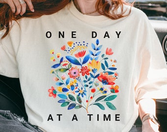 Libélula floral um dia de cada vez camisa de recuperação camisa de sobriedade recuperação de vício camiseta sóbria presente de sobriedade aa na al-anon bem-estar