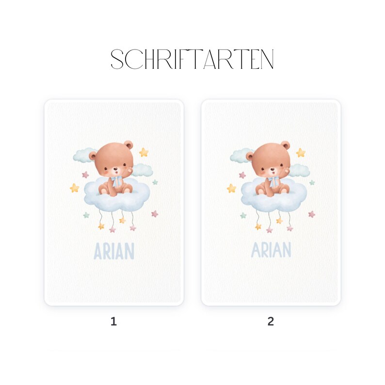 Personalized Children's Room Name Poster TEDDY BLUES Children's Poster