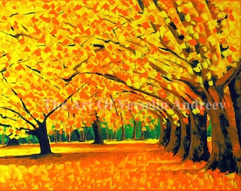 Autumn Forest Art Print: Landscape Oil Painting by Artist