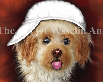 Funny Bolognese Dog Art Print: Whimsical Pet Portrait by Artist