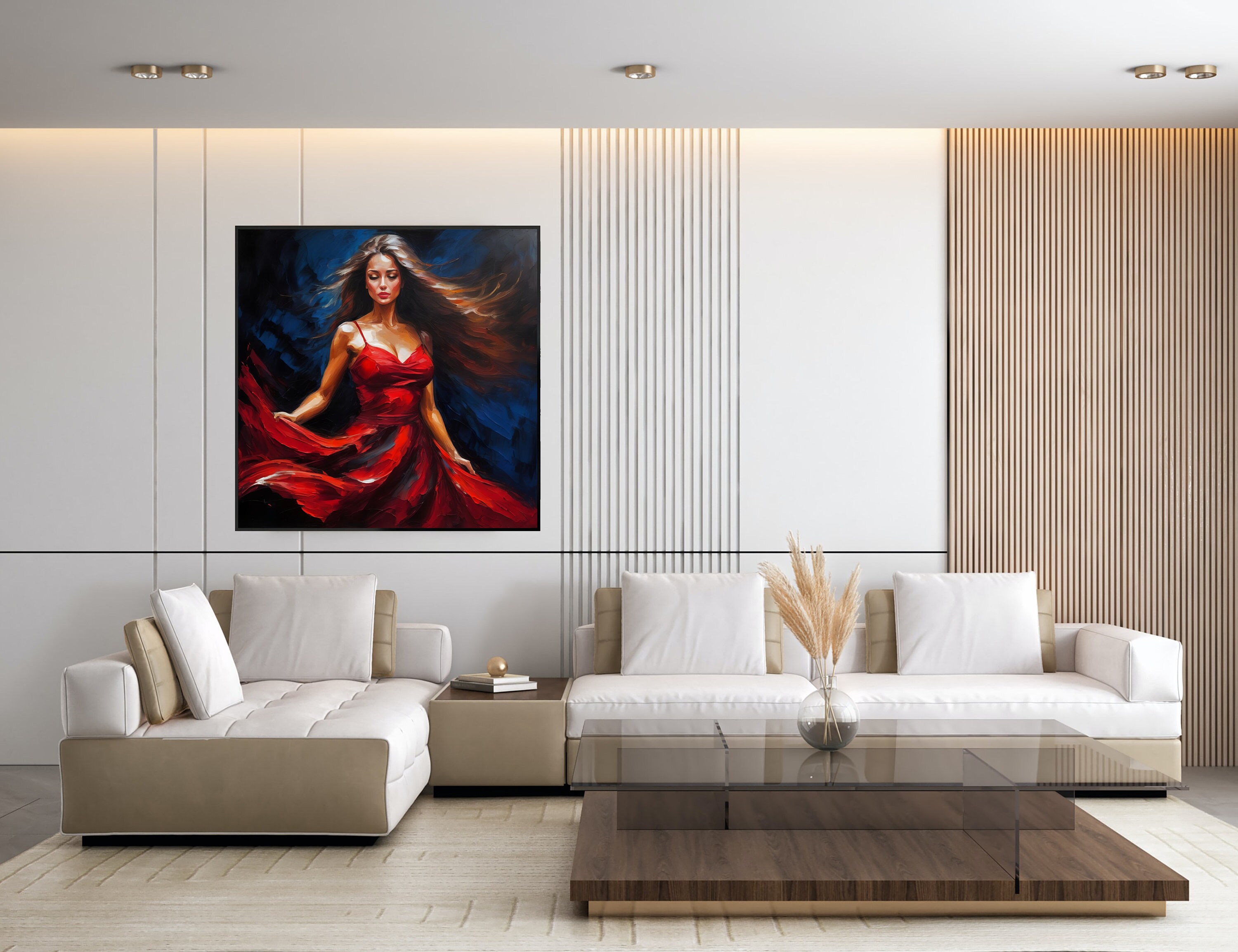 Woman in Red Dress Oil Painting Art Print (digital Download) - Etsy
