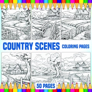 Country Scenes Coloring Pages : Relaxing Page Reclaim Your Peace - Beautiful Designs of Country Scenes