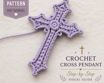 Schema per ciondolo a croce all'uncinetto / Tutorial PDF / Ciondolo per collana cristiana / Gioielli religiosi fai da te