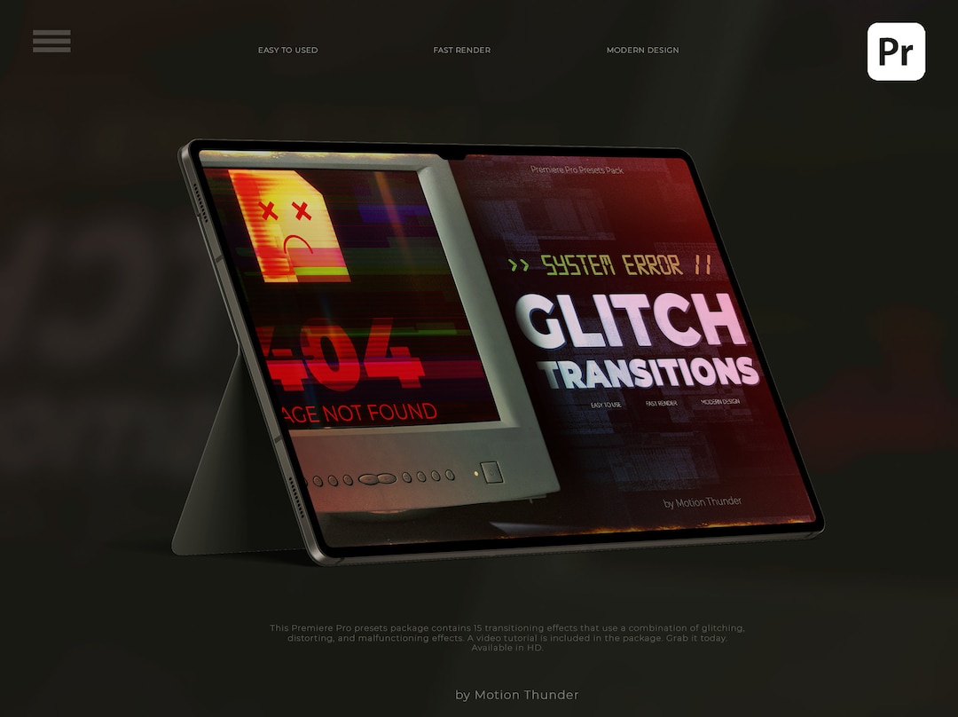 Premiere Pro Presets Pack Glitch Transitions Modern Effects Drag and