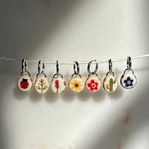 Natur Keramik Ohrringe Marienkäfer Lavendel Kaktus Blume Sonnenblume Steinzeug Ton schmuck