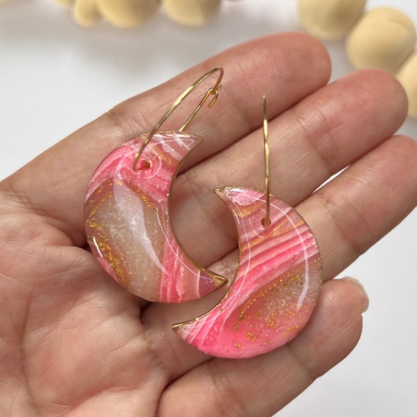 Trendy geode handcrafted polymer clay earring every occasion unique gift mother day lightweight accessories gift for women modern jewelry