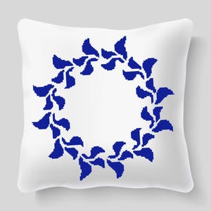 Round border cross stitch pattern PDF, Flower wreath cross stitch, Floral frame cross stitch, Cross stitch border, Flowers hoop art design
