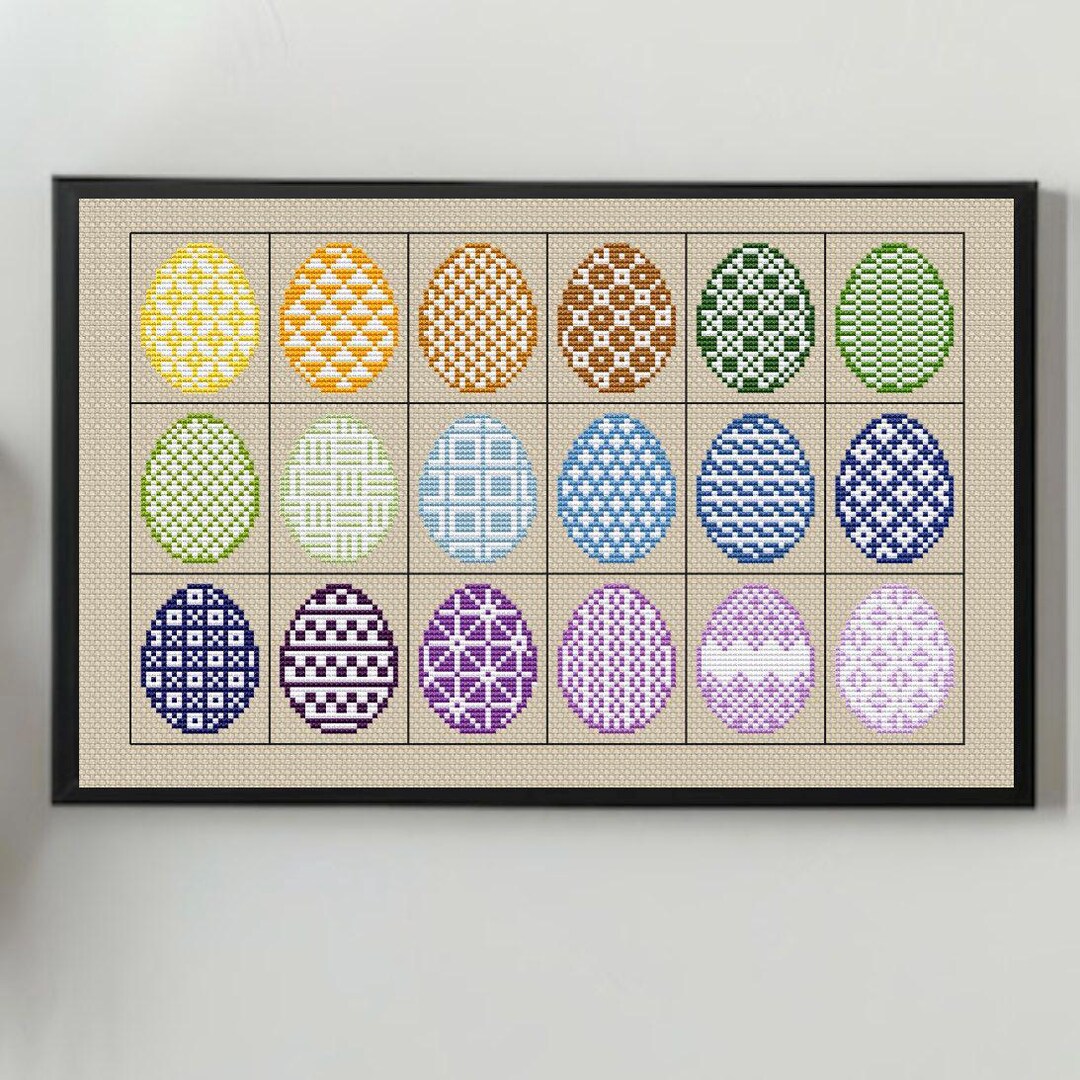 Easter Egg Cross Stitch Pattern PDF – 18 Geometric Easter Eggs, Modern ...
