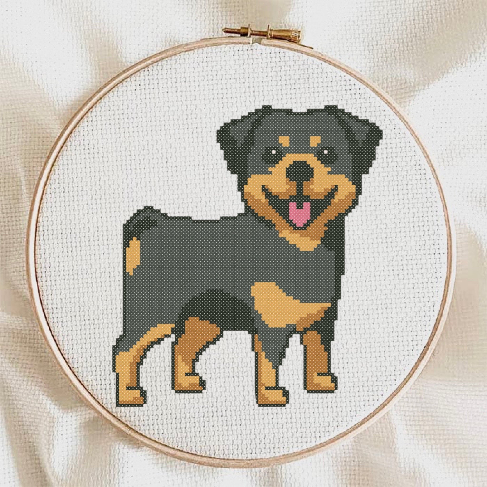 Cross Stitch Pattern Rottweiler Puppy, Simple Patterns, Cute Puppy