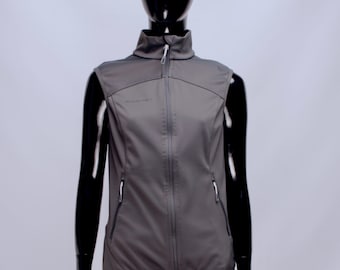 Chaleco de cuello alto gris con bolsillos con cremallera y corte softshell cortavientos para mujer de MAMMUT, talla S