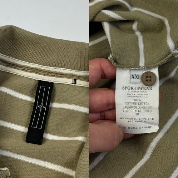 Stone Island Denim Vintage Striped Short Sleeve Polo Shirt Stone Island Denim Vintage Striped Short Sleeve Polo Shirt