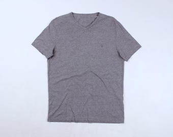 Men's ALLSAINTS Tonic Gray V-Neck Short Sleeve T-Shirt Size M