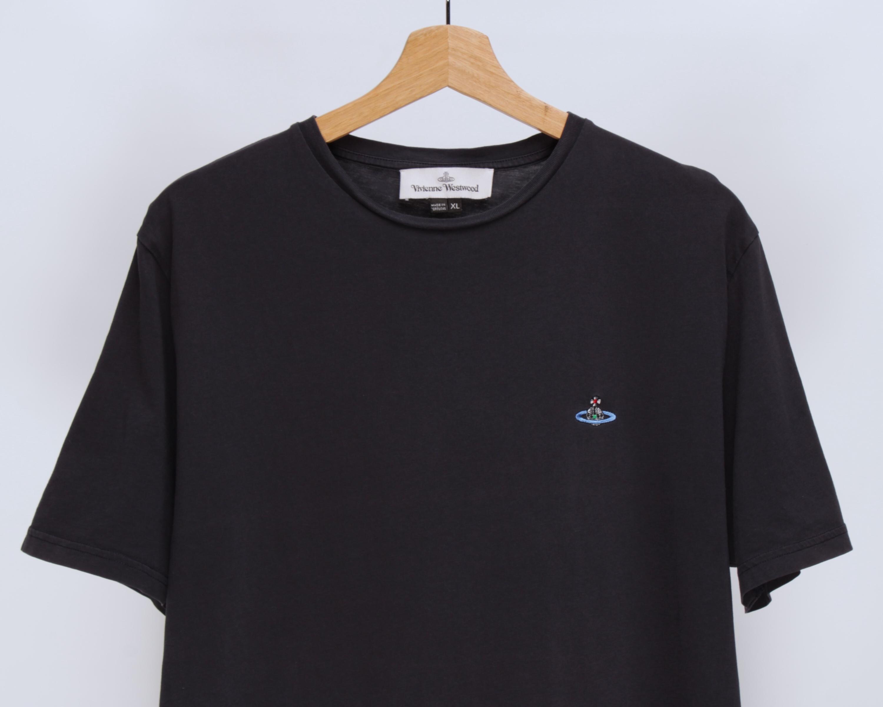 Men's VIVIENNE WESTWOOD Basic Logo Embroidered Blue Short Sleeve T