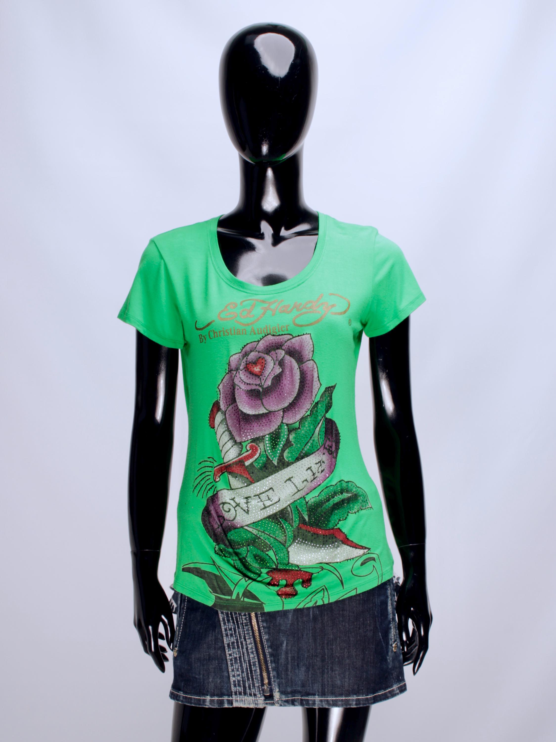 レディース ED HARDY by Christian Audigier グリーン ラインストーン