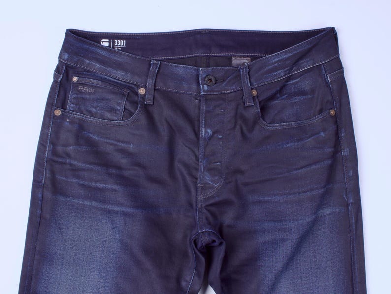 Men's G-STAR RAW 3301 Slim Skinny Lightweight Cotton Tencel Blue Jeans size W33 L34 image 3