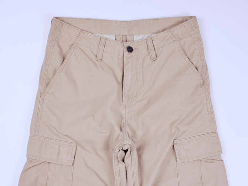 Calça Cargo Regular Masculina CARHARTT WIP Bege com Bolsos e Pernas em Ripstop, Tamanho W28 L30 imagem 3