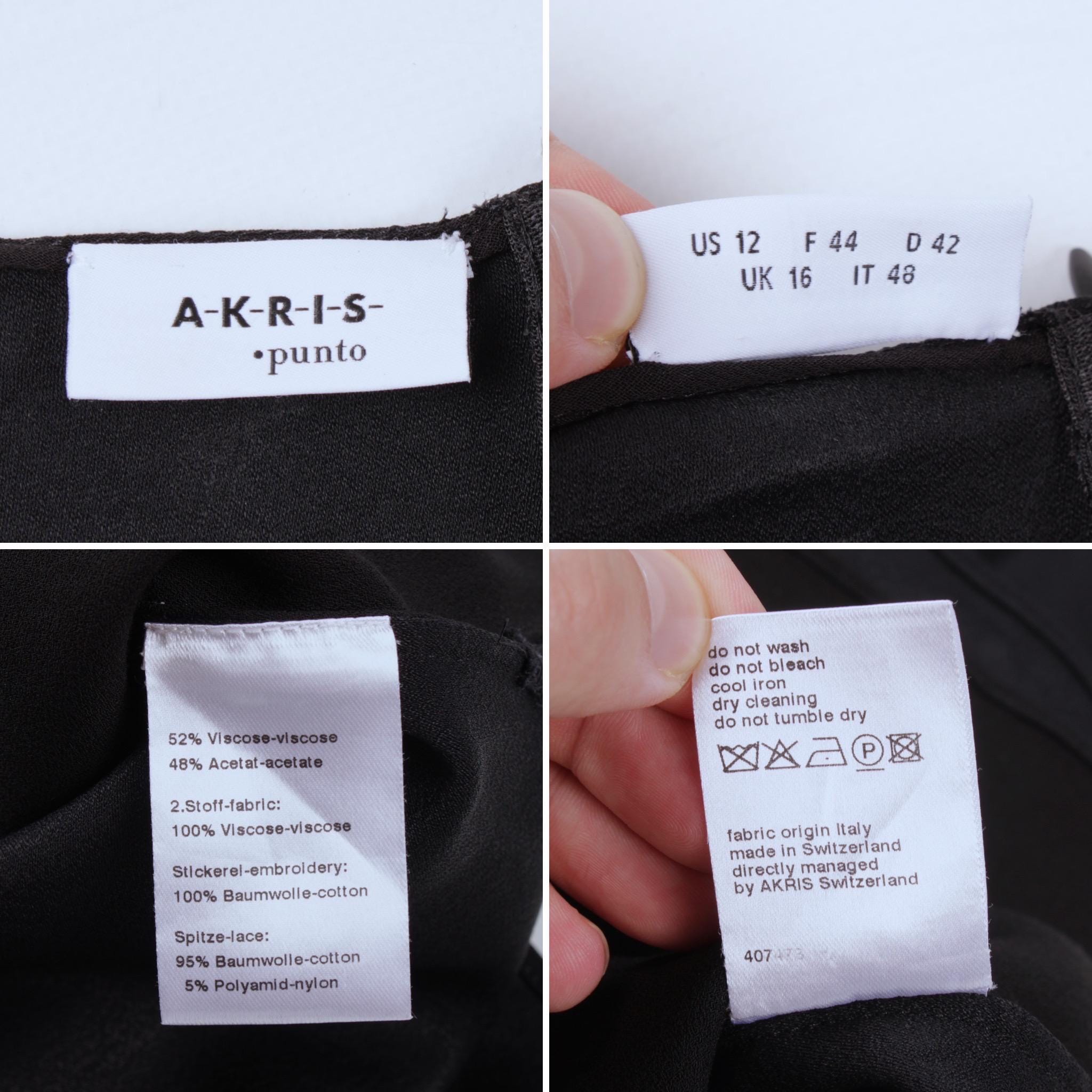 AKRIS punto ノースリーブトップス サイズ8 黒 レディース AKRIS Punto ブラック メッシュ レース ヨーク ジップ