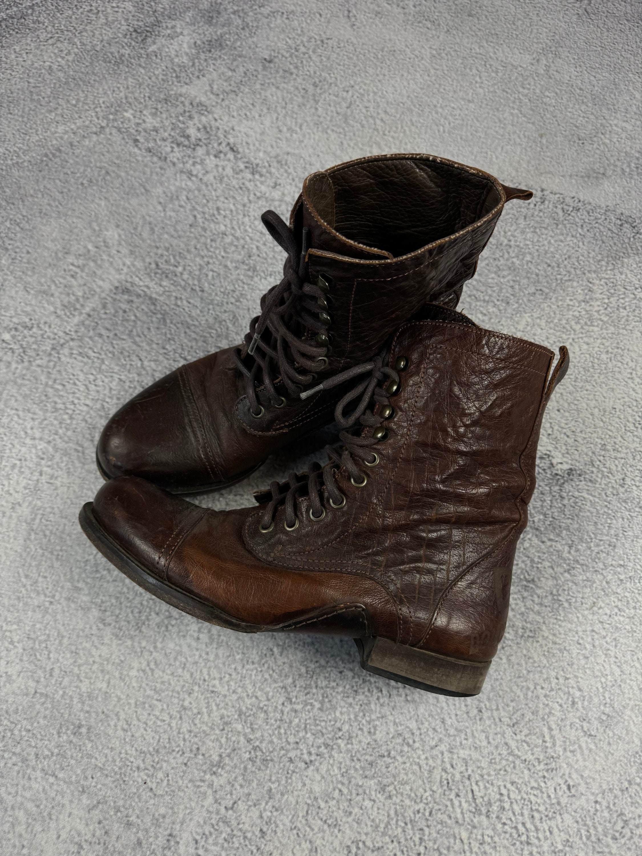 Vero Cuoio Brown Leather Lace Up Combat Boots Made in Italy Vero Cuoio Vero Cuoio Brown Boots for Men | Mercari main image 4
