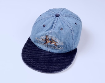 Boné Polo Ralph Lauren Vintage Sportsman Hunting Mallard Denim Corduroy feito nos EUA tamanho XL