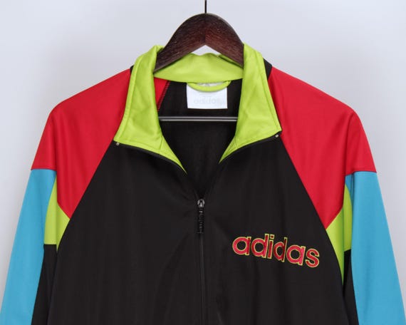 Men's ADIDAS Originals Vintage 90's Black Multicolor Full Zip Track Jacket  Size L