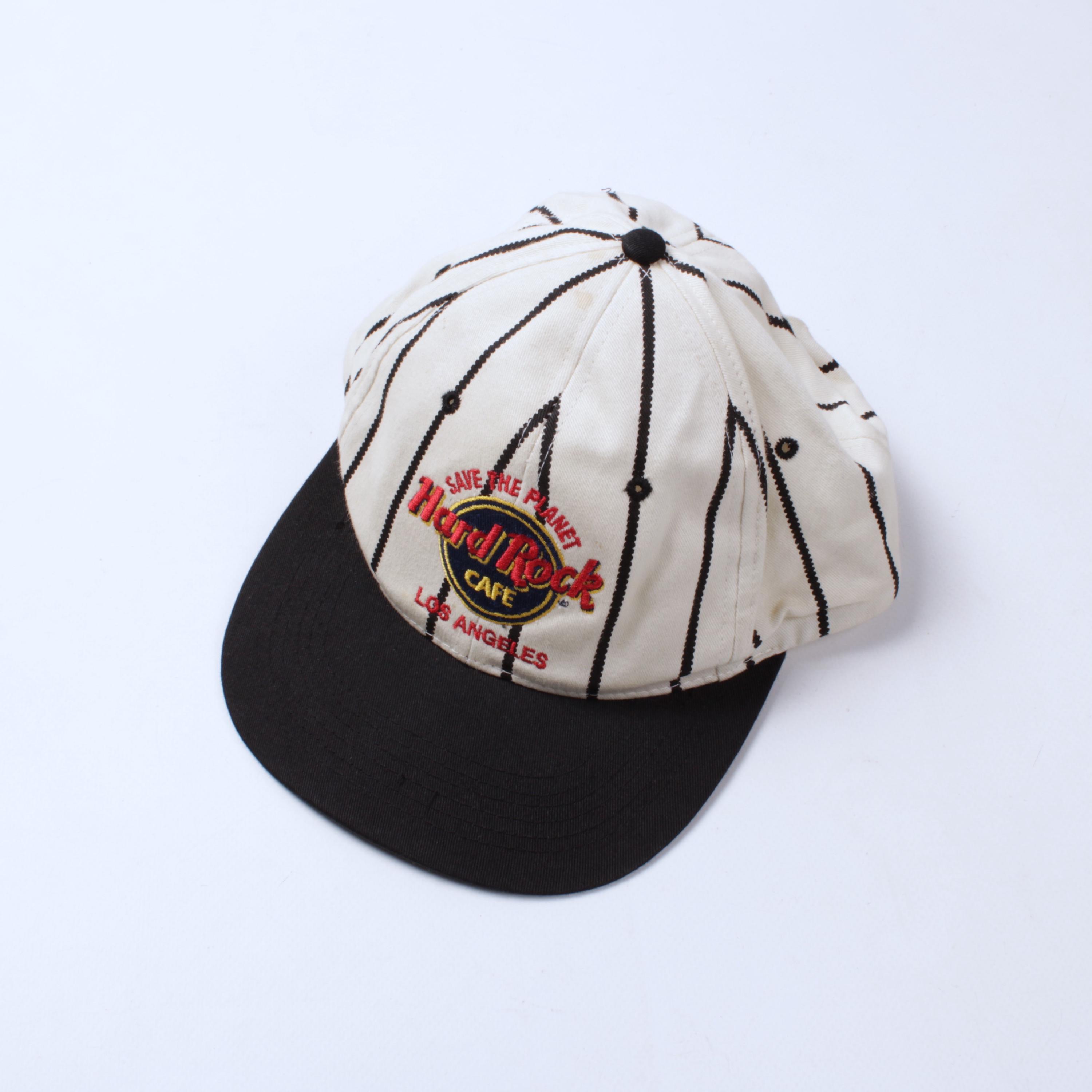 Hard Rock Cafe 90s アメリカ製 ロサンゼルス キャップ Vintage Hard Rock Cafe Los Angeles Save the Planet Striped