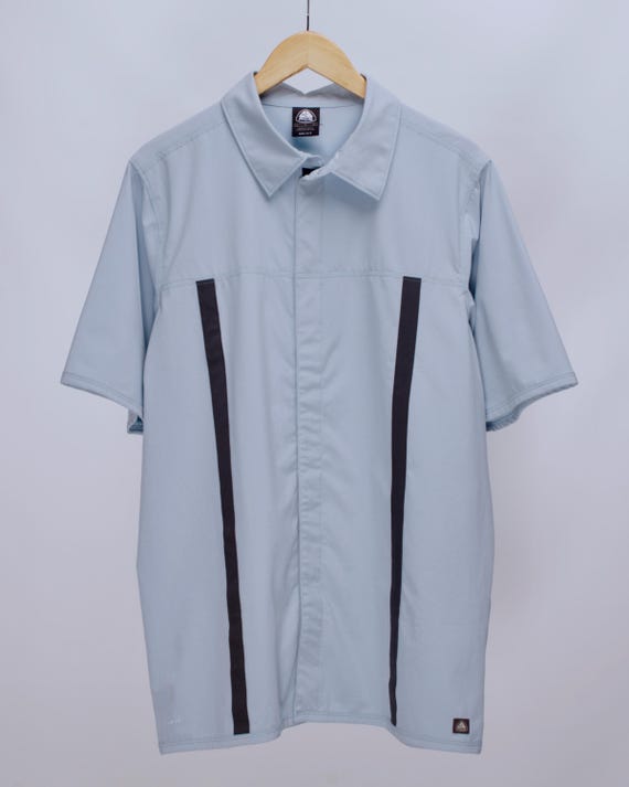 Mens NIKE ACG Vintage Dri-fit Sky Blue Polyester Short Sleeve Snap